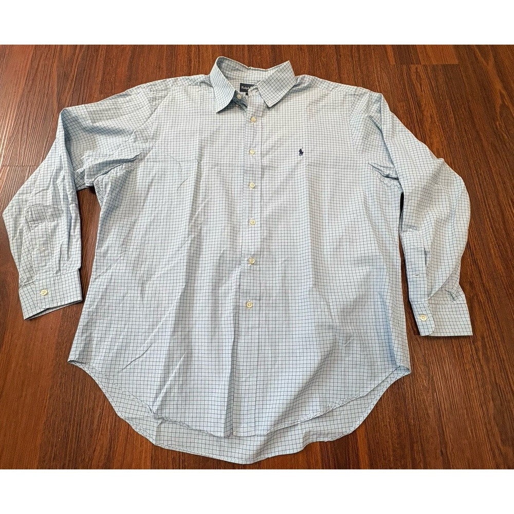 Polo Ralph Lauren Mens Shirt 17 34/35 Classic Fit Oxford Long Sleeve White Blue